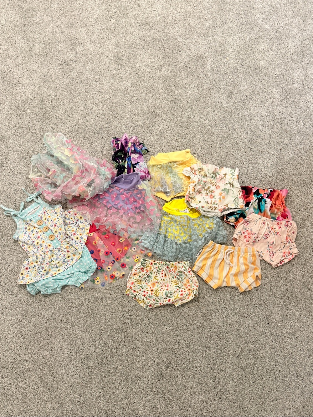 12M - 18M girls summer bundle shorts bloomers & swim Coverup Handmade Boutique